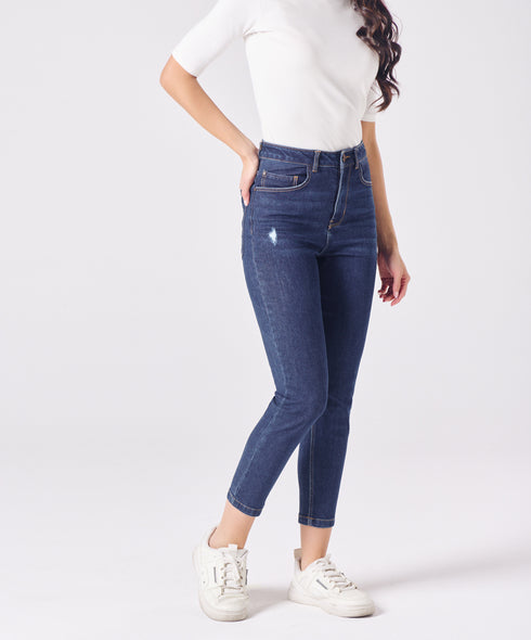 Slim Fit Crop Length Indigo Jean
